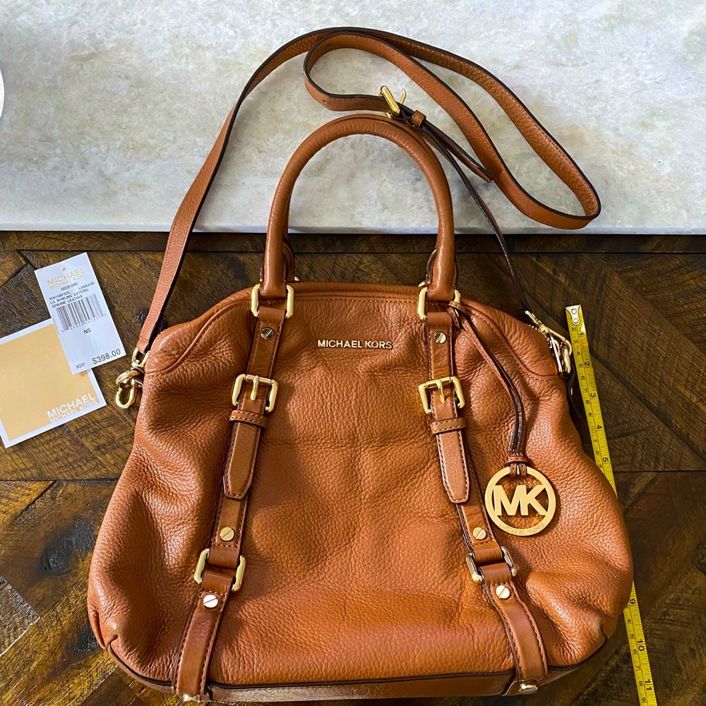 Michael Kors Bedford Large Bowling Satchel, Luggage Brown Color